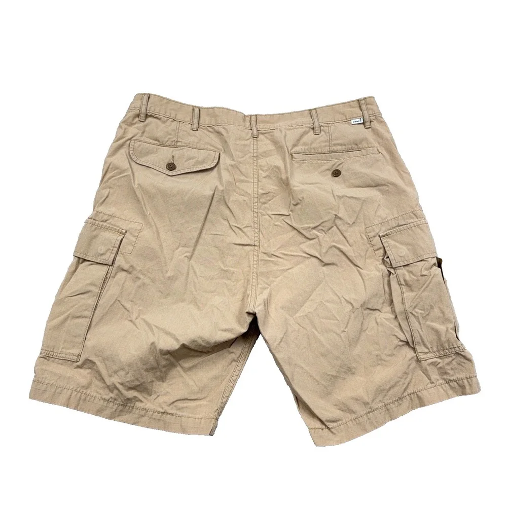 Levis Cargo Shorts Men 38 Tan Brown Rip Stop Canvas Hiking Dad Adult Utility